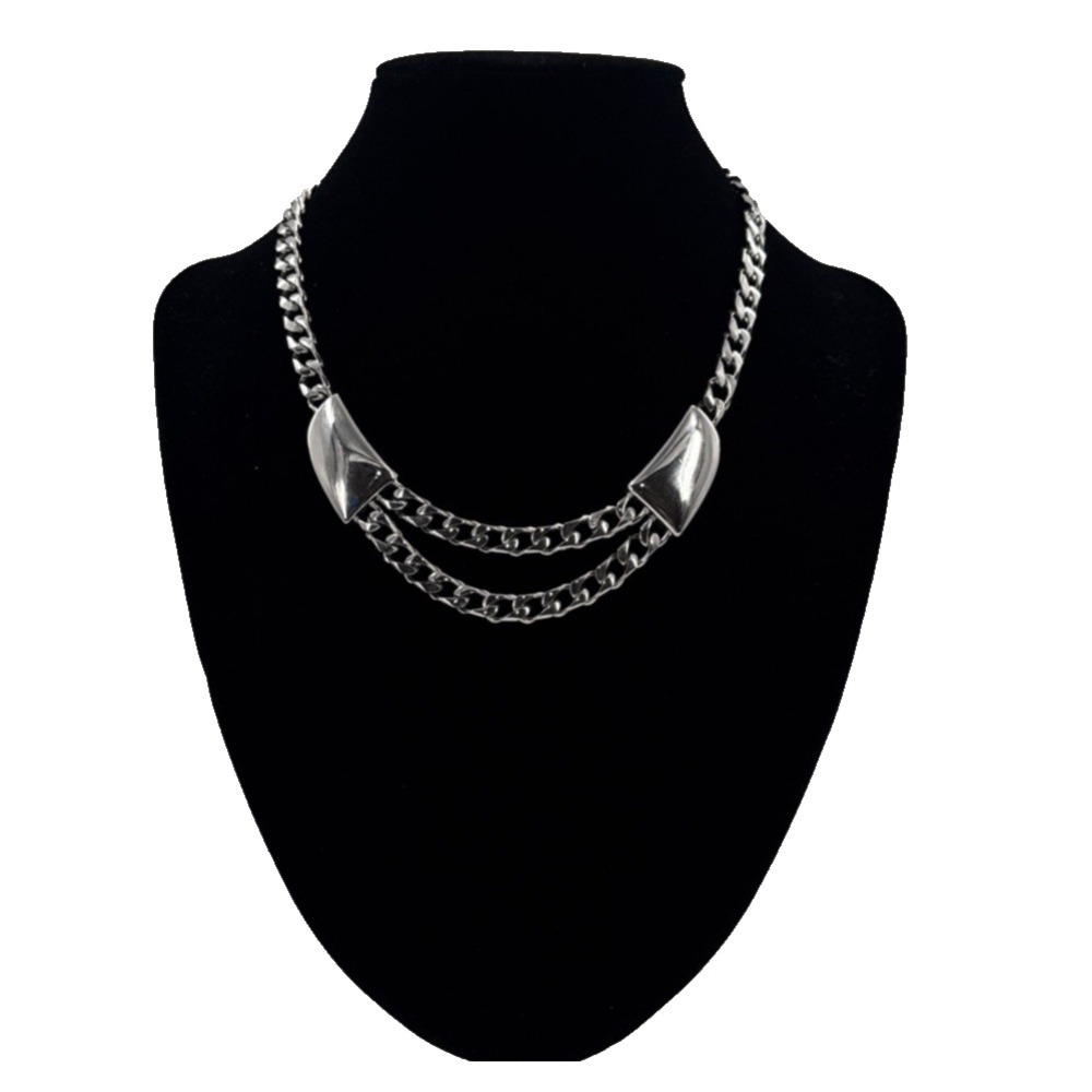 Trifari‎ Chunky Silver Tone Double Chain Link Necklace